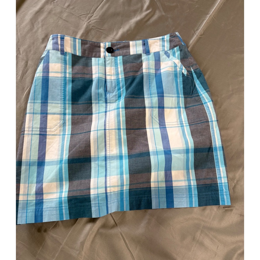 Christopher & Banks Blue Plaid Skort Womens 6 Golf Tennis Skirt with Shorts